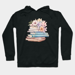 Floral Stack Books Hoodie